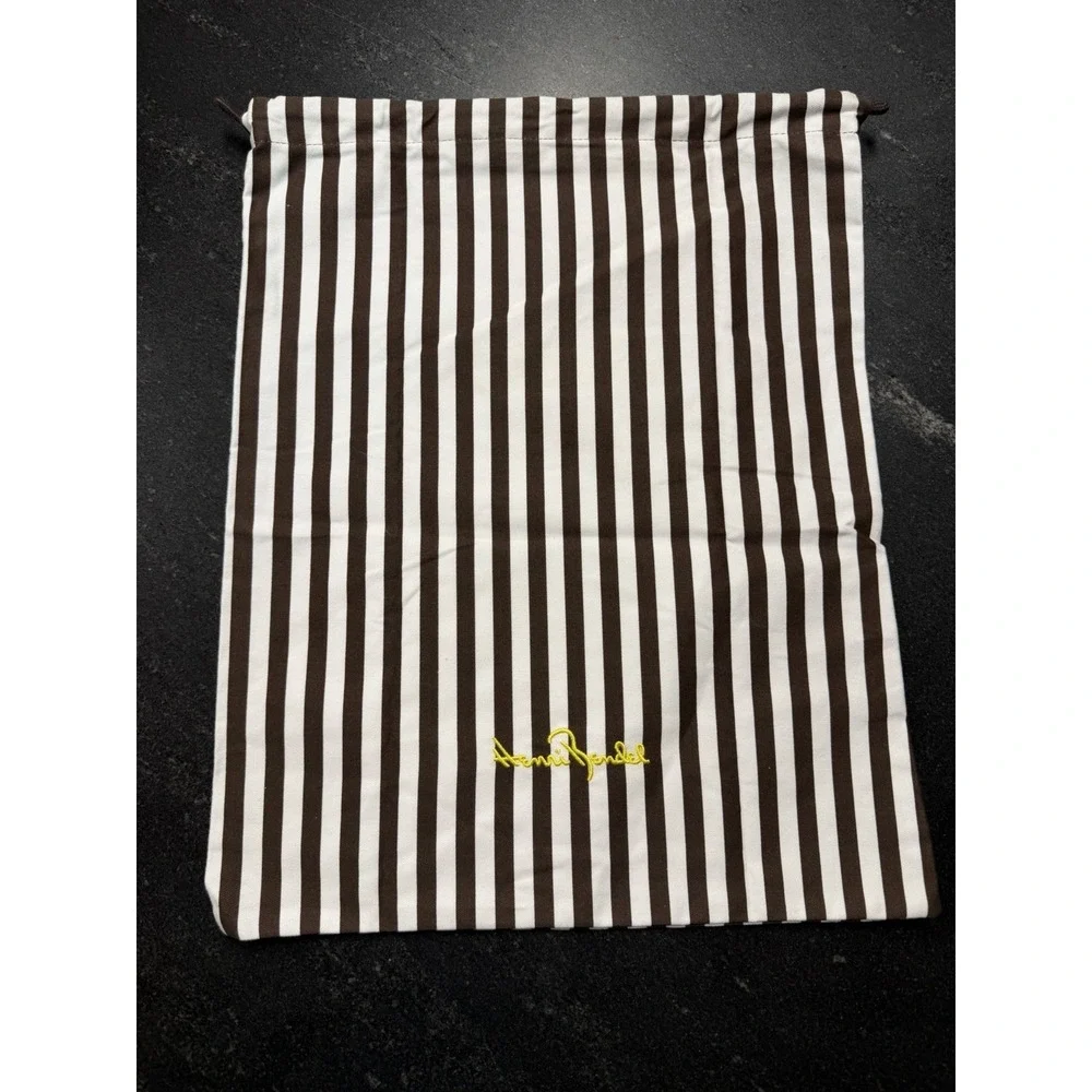 Vintage Henri Bendel Hosiery Drawstring Storage Bag Brown White Stripe 16x12 NY